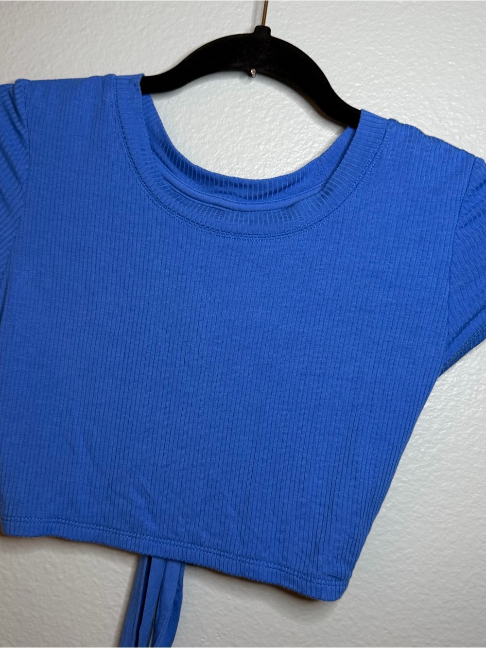 aerie Royal Blue Ribbed Tie-Back Crop Top